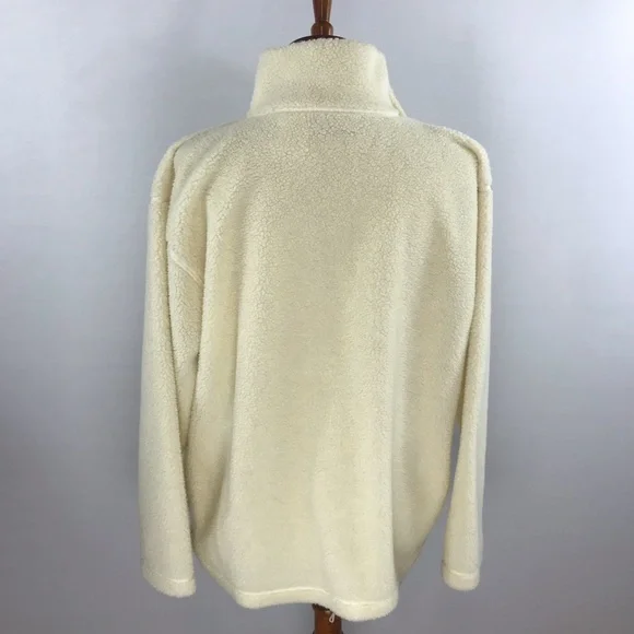 Liz Claiborne Cream Colored Sherpa Half Zip Faux Sherling Jacket - Picture 4 of 14